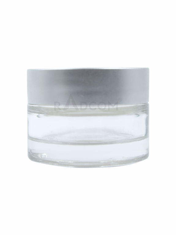 15Gm Glass Jar - Clear-With Plastic Matt Silver Uv Cap With Inner Lid
